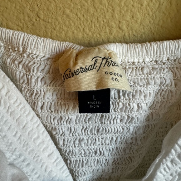 Universal Thread White Smocked V-Neck Dress - Picture 3 of 4